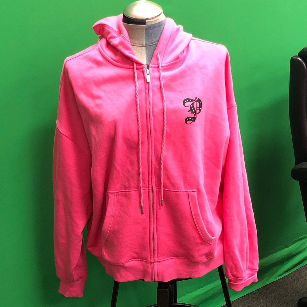 Victoria Secret Pink Zip-Up Hoodie Jacket Sz Large brand new